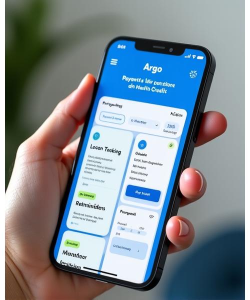 Συλλογή από screenshots της εφαρμογής Argo Credit σε σύγχρονο smartphone