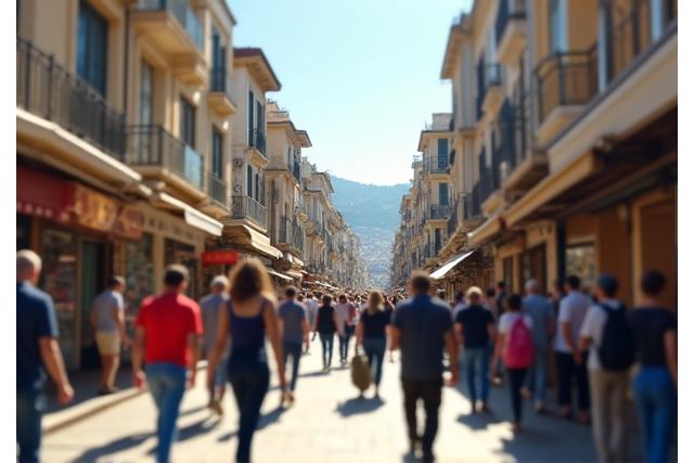 Πολυάσχολος κεντρικός δρόμος της Αθήνας με φόντο ιστορικά κτίρια και σύγχρονα καταστήματα, συμβολίζοντας την επιχειρηματική ζωντάνια.